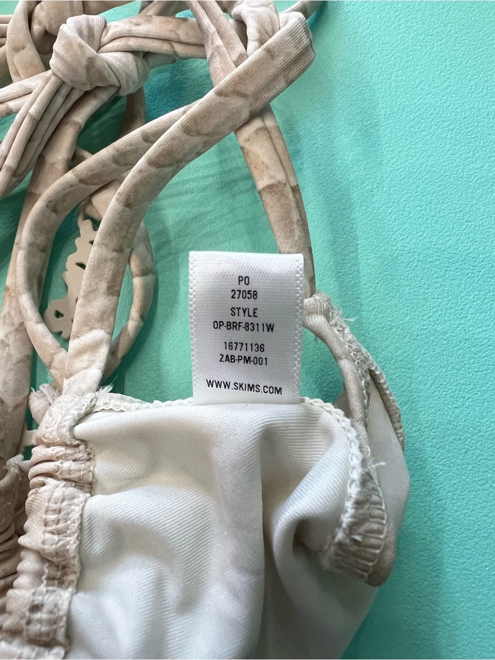 NWOT SKIMS Croc Print Triangle Bikini Top